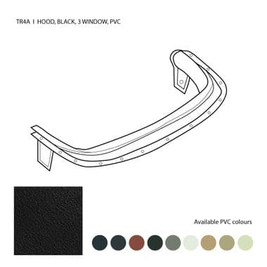 HOOD COVER, PVC, BLACK / TR4A - Triumph TR2-3-3A-4-4A 1953-1967