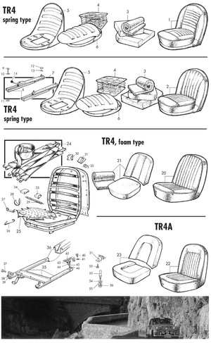 Inrednings delar - Triumph TR2-3-3A-4-4A 1953-1967 - Triumph reservdelar - TR4-4A seats