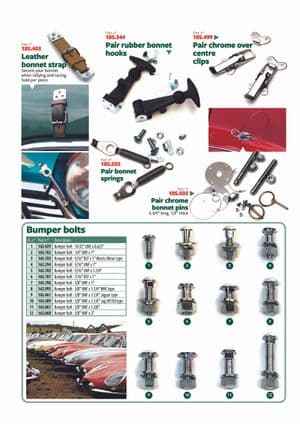 Motorkapsluiting & bumperbouten - British Parts, Tools & Accessories - British Parts, Tools & Accessories reserveonderdelen - Bonnet locks & bumper bolts