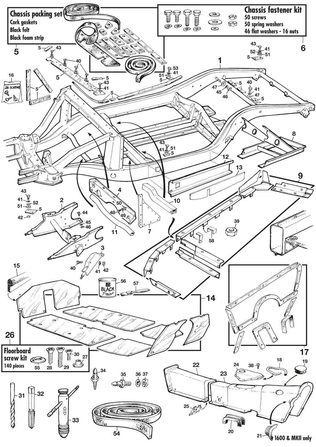 MGA 1955-1962 - Subframes & mounts | Webshop Anglo Parts - Chassis - 1
