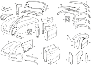 Elementy zewnętrzne nadwozia - Jaguar XK120-140-150 1949-1961 - Jaguar-Daimler części zamienne - Outer body panels XK120