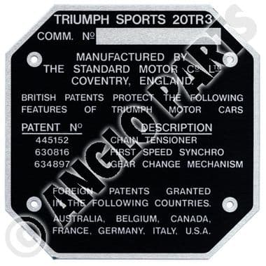 COMMISION PLATE / TR3 | Webshop Anglo Parts