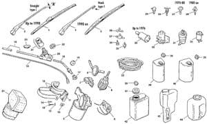 Ruitenwissers en sproeisysteem - Mini 1969-2000 - Mini reserveonderdelen - Wipers and washer