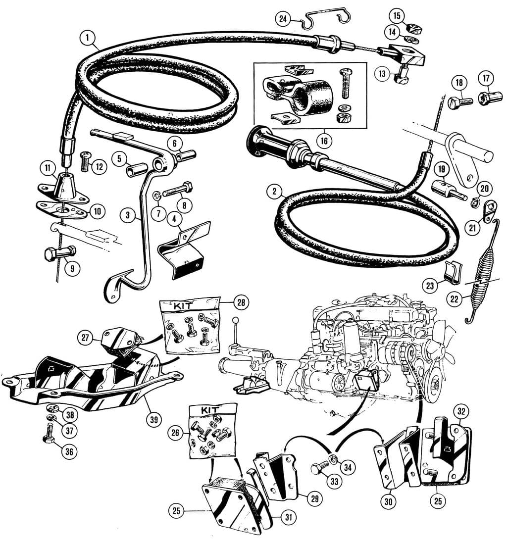 MGC 1967-1969 - Soportes del motor | Webshop Anglo Parts - 1
