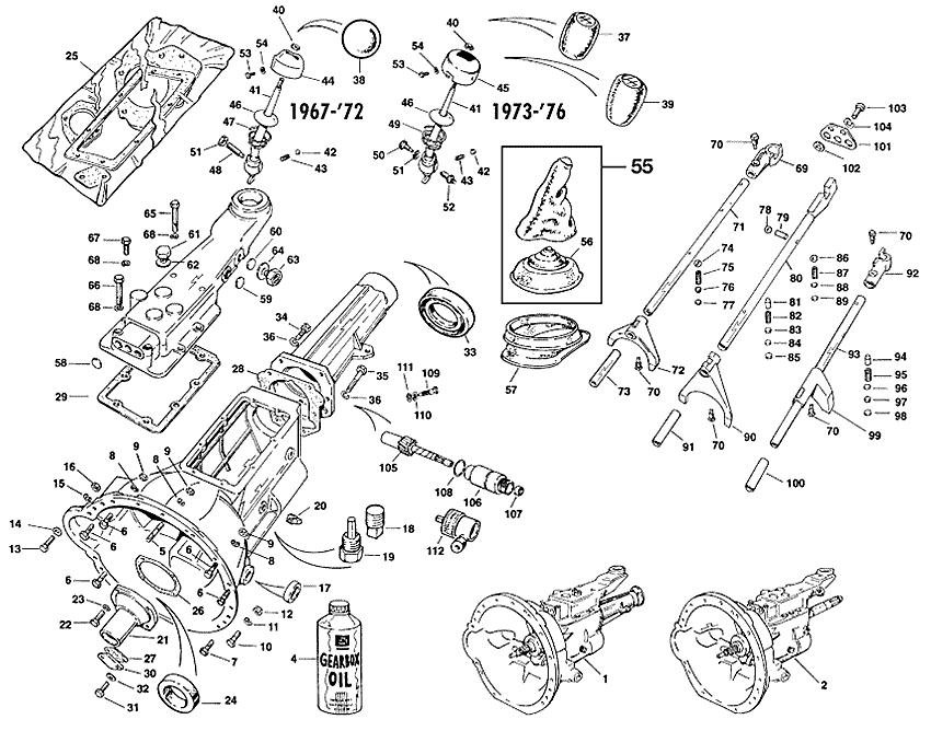 Triumph TR5-250-6 1967-'76 - Versnellingsbakken & onderdelen - 1