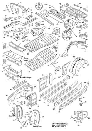 Elementy wewnętrzne nadwozia - MGB 1962-1980 - MG części zamienne - Internal body panels