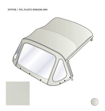 HOOD COMPLETE, PLASTIC WINDOW, PVC, WHITE / SPITFIRE MK2, 1963-1966 - Triumph Spitfire MKI-III, 4, 1500 1962-1980