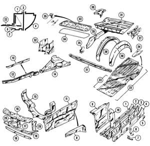 Elementy gumowe nadwozia - MGC 1967-1969 - MG części zamienne - Inner body panels