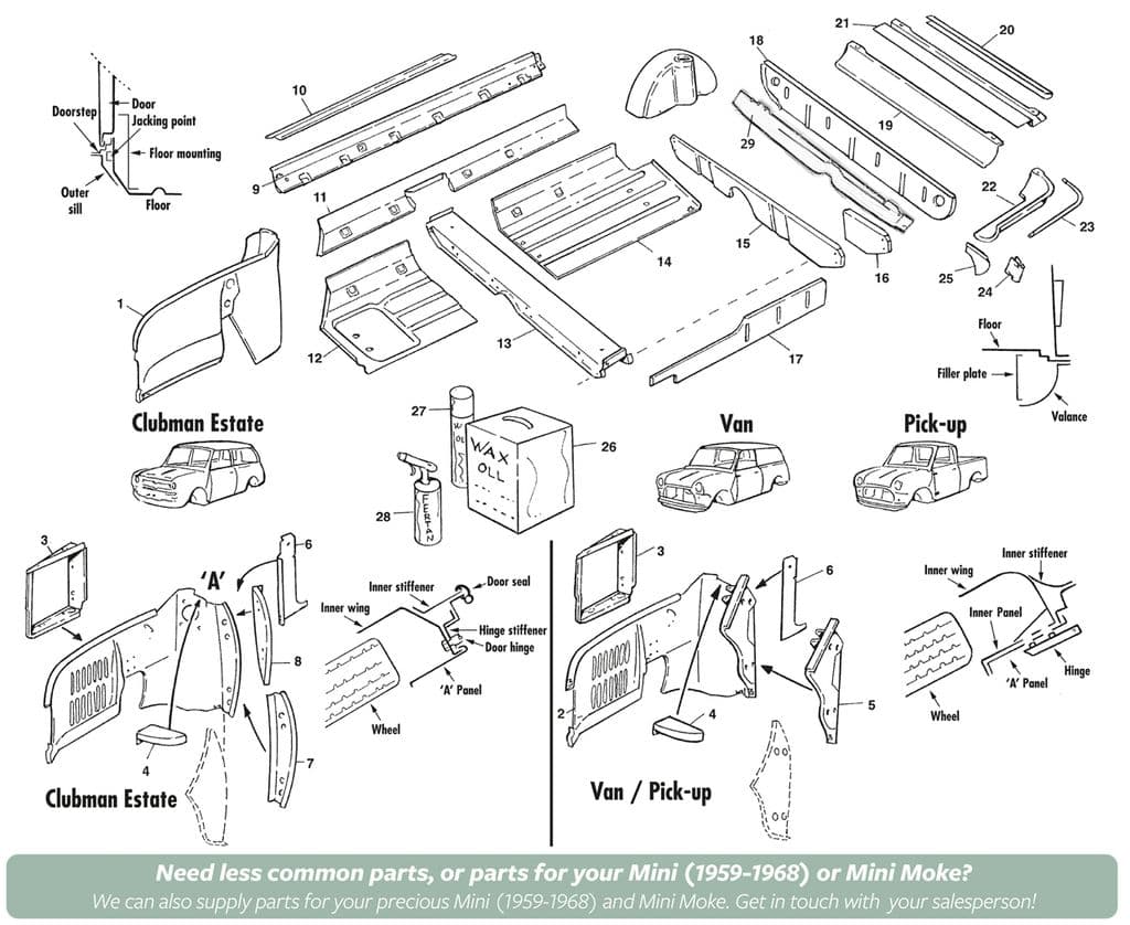 Mini 1969-2000 - Oven ulko-osat | Webshop Anglo Parts - 1