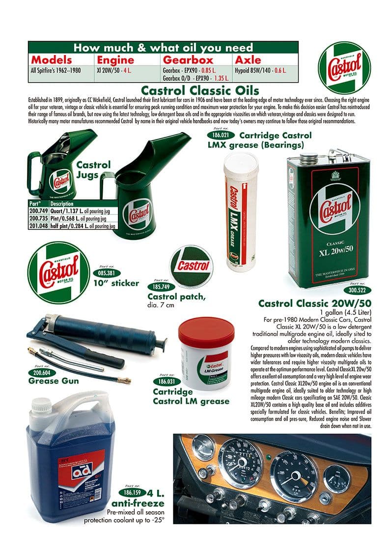 Castrol oil and lubricants - Lubricants - Maintenance & storage - Jaguar E-type 3.8 - 4.2 - 5.3 V12 1961-1974 - Castrol oil and lubricants - 1