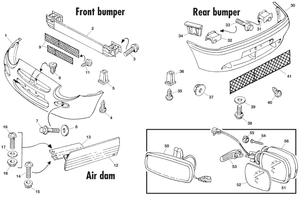 Pare-chocs, calandre et finitions exterieures - MGF-TF 1996-2005 - MG pièces détachées - Bumpers & mirrors