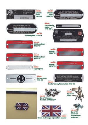 Naklejki & emblematy - MGC 1967-1969 - MG części zamienne - ID plates