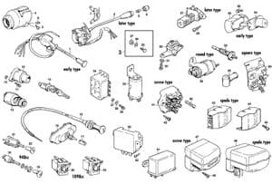 Releet, sulakerasiat & kytkimet - Morris Minor 1956-1971 - Morris Minor varaosat - Switches & fuses