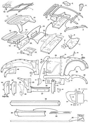 Paneaux interieurs - MGA 1955-1962 - MG pièces détachées - Internal body parts