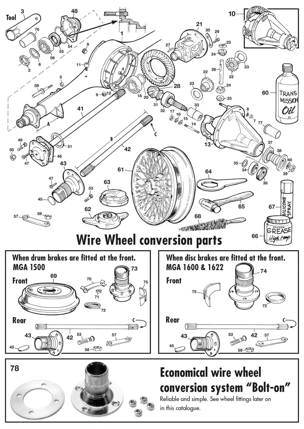 MGA 1955-1962 - Axles & axle parts | Webshop Anglo Parts - Rear axle - 1