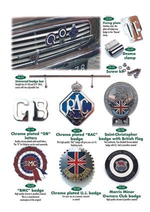 Ulkopuolen varustelu & tarvikkeet - Morris Minor 1956-1971 - Morris Minor varaosat - Badges