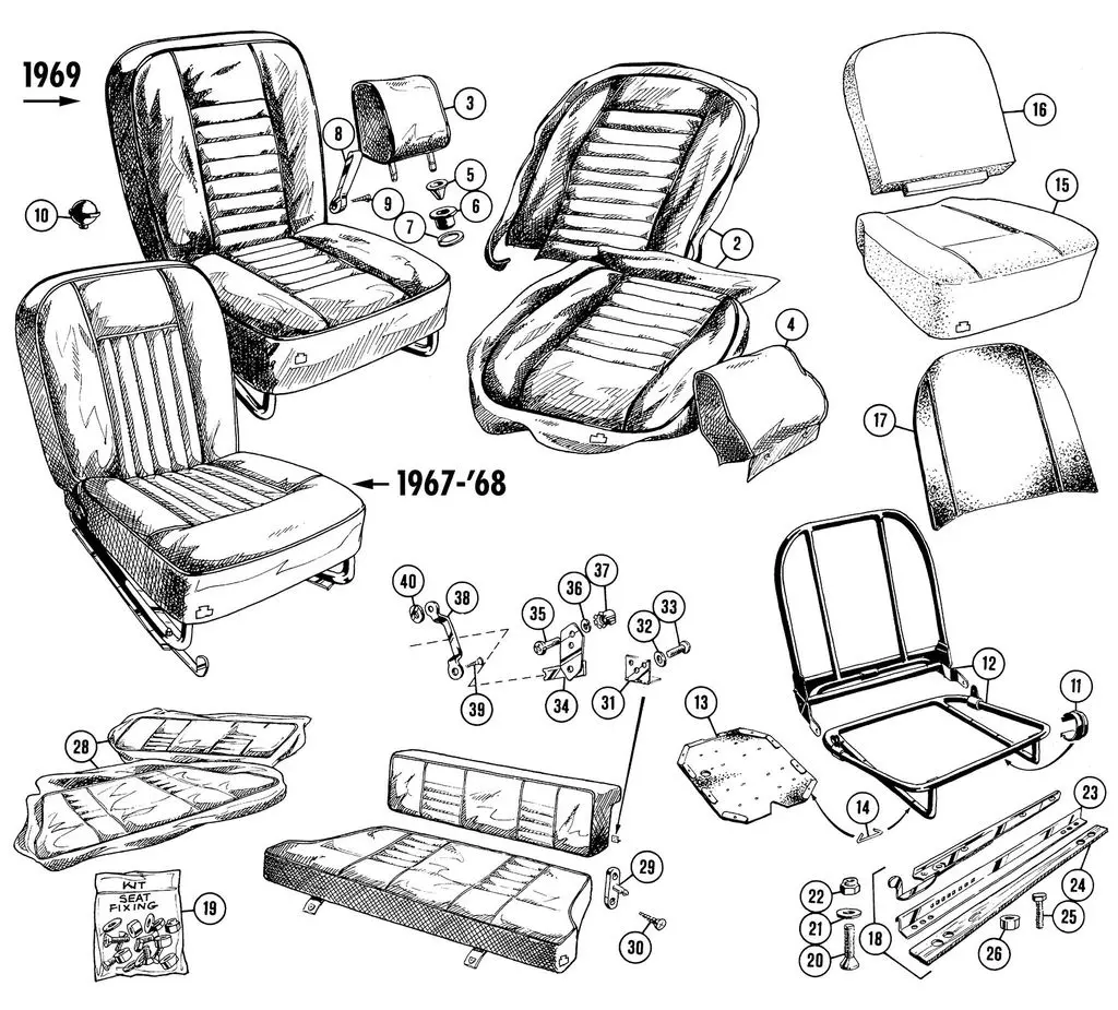 MGC 1967-1969 - Headrests & armrests | Webshop Anglo Parts - Seats - 1