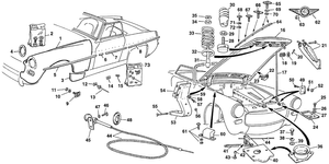 Pokrywa silnika, bagażnika + elementy instalacji (osprzęt) - Austin-Healey Sprite 1958-1964 - Austin-Healey części zamienne - Front wing & bonnet