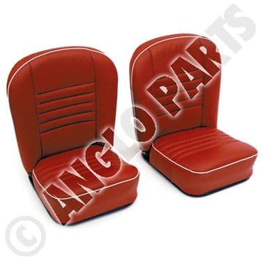 SEAT, PAIR, LEATHER, RED-WHITE / MGA COUPE - MGA 1955-1962