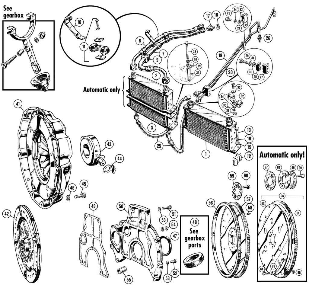 MGC 1967-1969 - Gaskets & Seals | Webshop Anglo Parts - Cooler, flywheel, clutch - 1