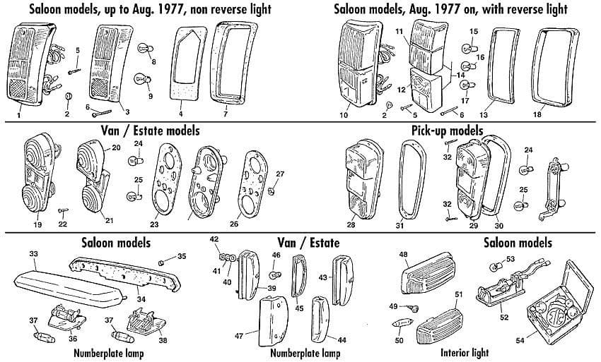 Mini 1969-2000 - Number plate lights | Webshop Anglo Parts - 1