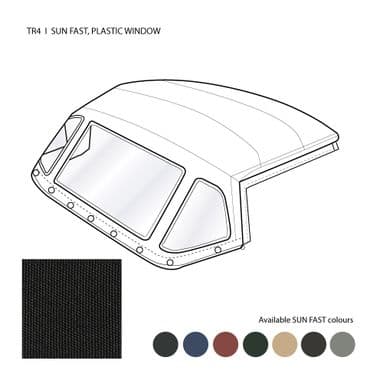 HOOD COMPLETE, PLASTIC WINDOW, SUN FAST, RED / TR4, 1961-1965 - Triumph TR2-3-3A-4-4A 1953-1967