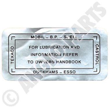 LUBRICATION & INFORMATION BADGE | Webshop Anglo Parts
