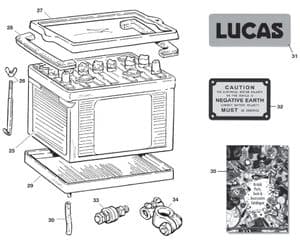Batteri, startmotorer och generator - Jaguar E-type 3.8 - 4.2 - 5.3 V12 1961-1974 - Jaguar-Daimler reservdelar - Battery