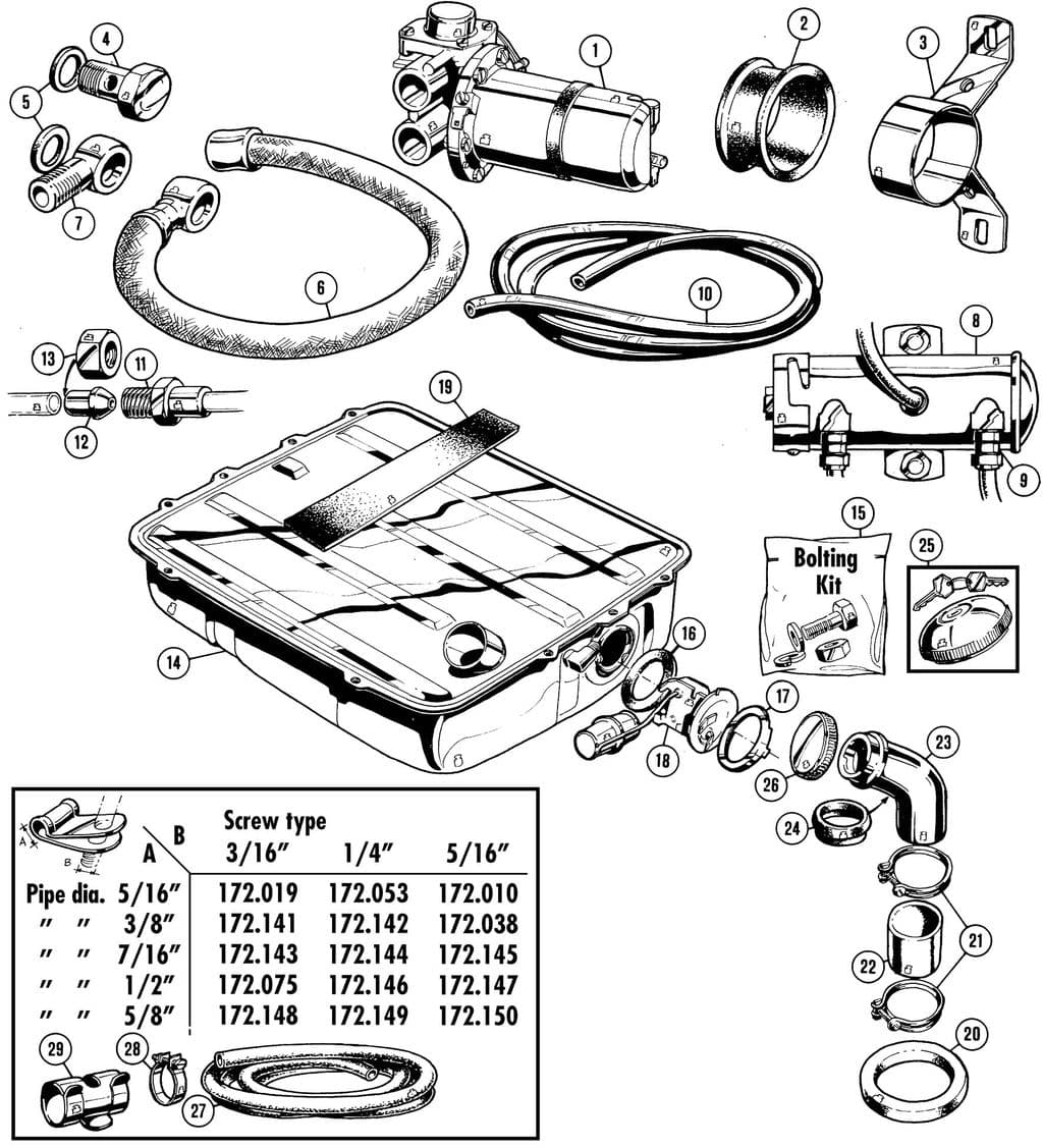 MGC 1967-1969 - Pipes, lines & hosing | Webshop Anglo Parts - Fuel system - 1
