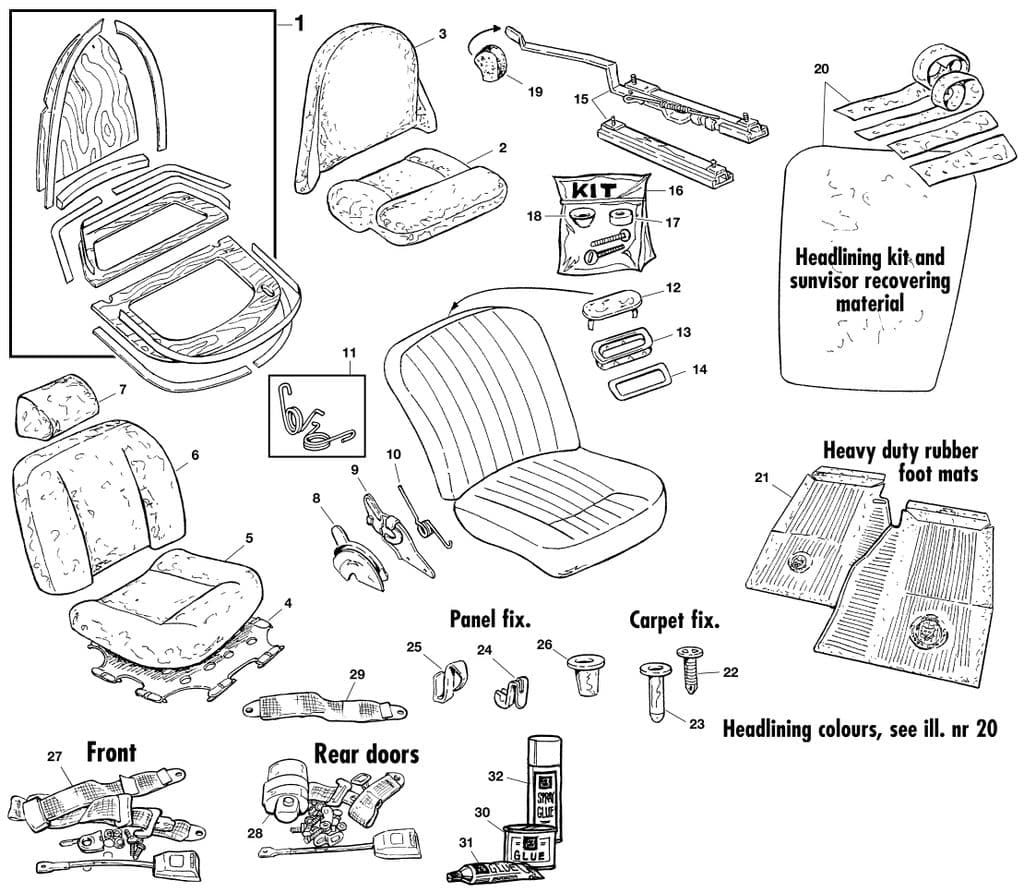 Jaguar E-type 3.8 - 4.2 - 5.3 V12 1961-1974 - Seat belt & assemblies - 1