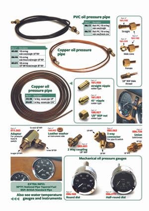 Strumentazioni Cruscotto - British Parts, Tools & Accessories - British Parts, Tools & Accessories ricambi - Oil pressure gauges & pipes