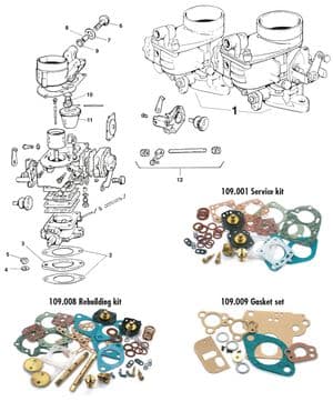 Carburators - Jaguar MKII, 240-340 / Daimler V8 1959-'69 - Jaguar-Daimler reserveonderdelen - Solex carburettor parts