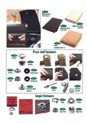 Carpets & insulation - Triumph TR5-250-6 1967-'76 - Triumph 予備部品 - Felts, studs & fasteners