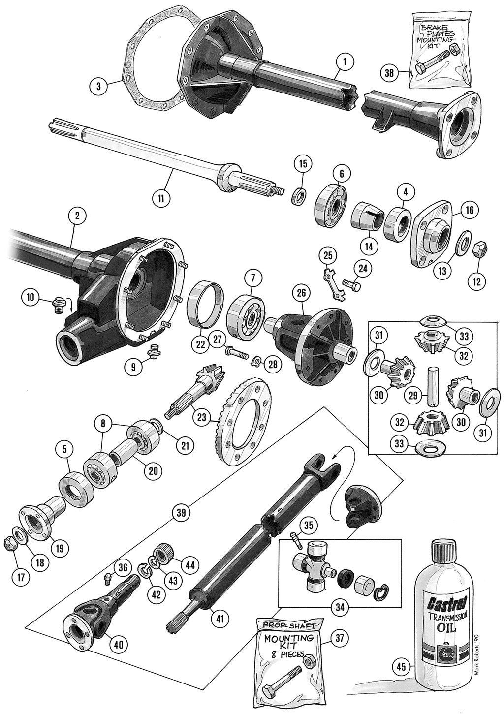 MGTD-TF 1949-1955 - Differentials & parts - Rear axle, propshaft - 1