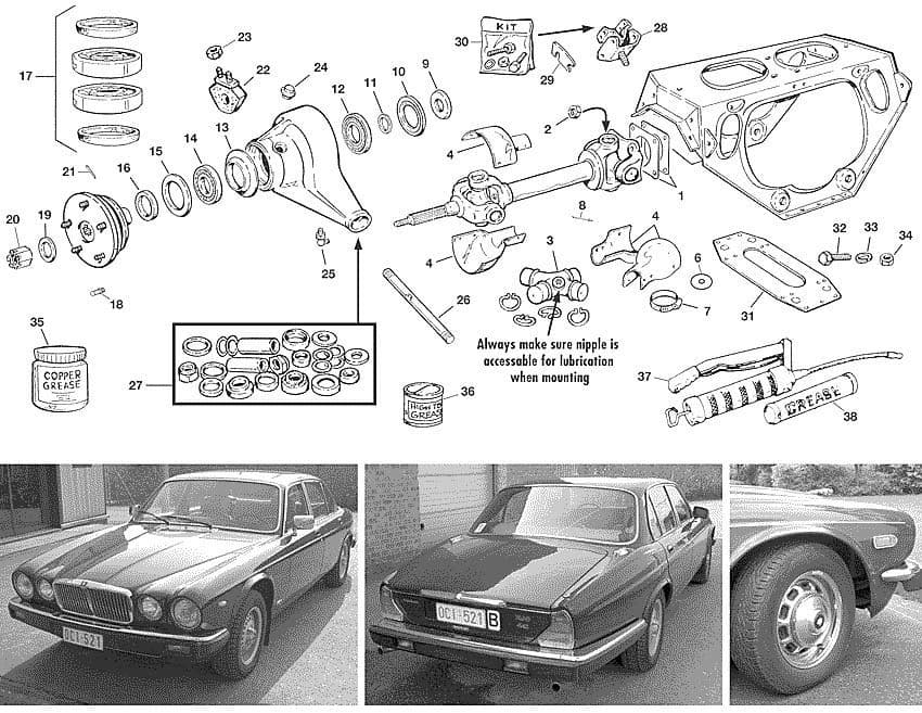Jaguar XJ6-12 / Daimler Sovereign, D6 1968-'92 - Achterassen en -onderdelen - 1