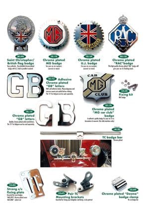 Style exterieur - MGTC 1945-1949 - MG pièces détachées - Badges & badge bars