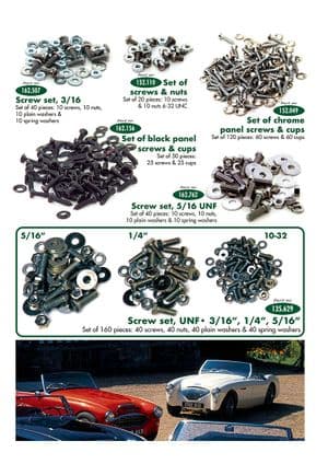 Korjaus & työkalut - Austin Healey 100-4/6 & 3000 1953-1968 - Austin-Healey varaosat - Screw kits