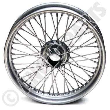 WIRE WHEEL, 2.5 X 19, 48 SPOKES, SILVER PAINTED / MG TC