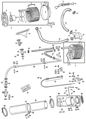 Heizung & Lüftung - Austin Healey 100-4/6 & 3000 1953-1968 - Austin-Healey ersatzteile - Heater & cold air 4 cyl