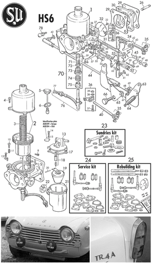 karburátory - Triumph TR2-3-3A-4-4A 1953-1967 - Triumph náhradní díly - TR4A HS6 carburettors