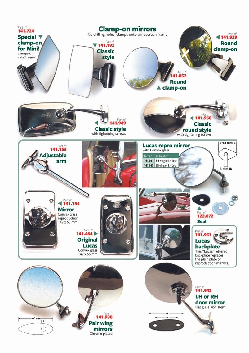 Clamp on, wing & door mirrors - Exterior Mirrors - Mirrors - British Parts, Tools & Accessories - Clamp on, wing & door mirrors - 1