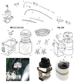 Wipers, motors & wash system - Jaguar MKII, 240-340 / Daimler V8 1959-'69 - Jaguar-Daimler spare parts - Wiper & washer system