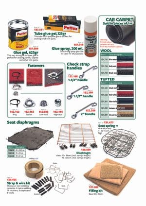 Moquette & fixations - British Parts, Tools & Accessories - British Parts, Tools & Accessories pièces détachées - Adhesives, carpet & fasteners