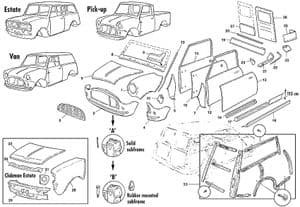 Elementy zewnętrzne nadwozia - Mini 1969-2000 - Mini części zamienne - Estate, Van & Pick-Up external