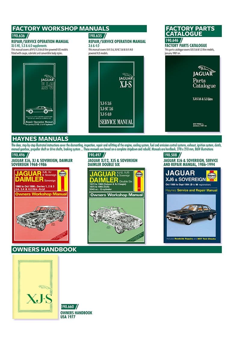 Workshop manuals - Manuals - Books & Driver accessories - Jaguar XJS - Workshop manuals - 1