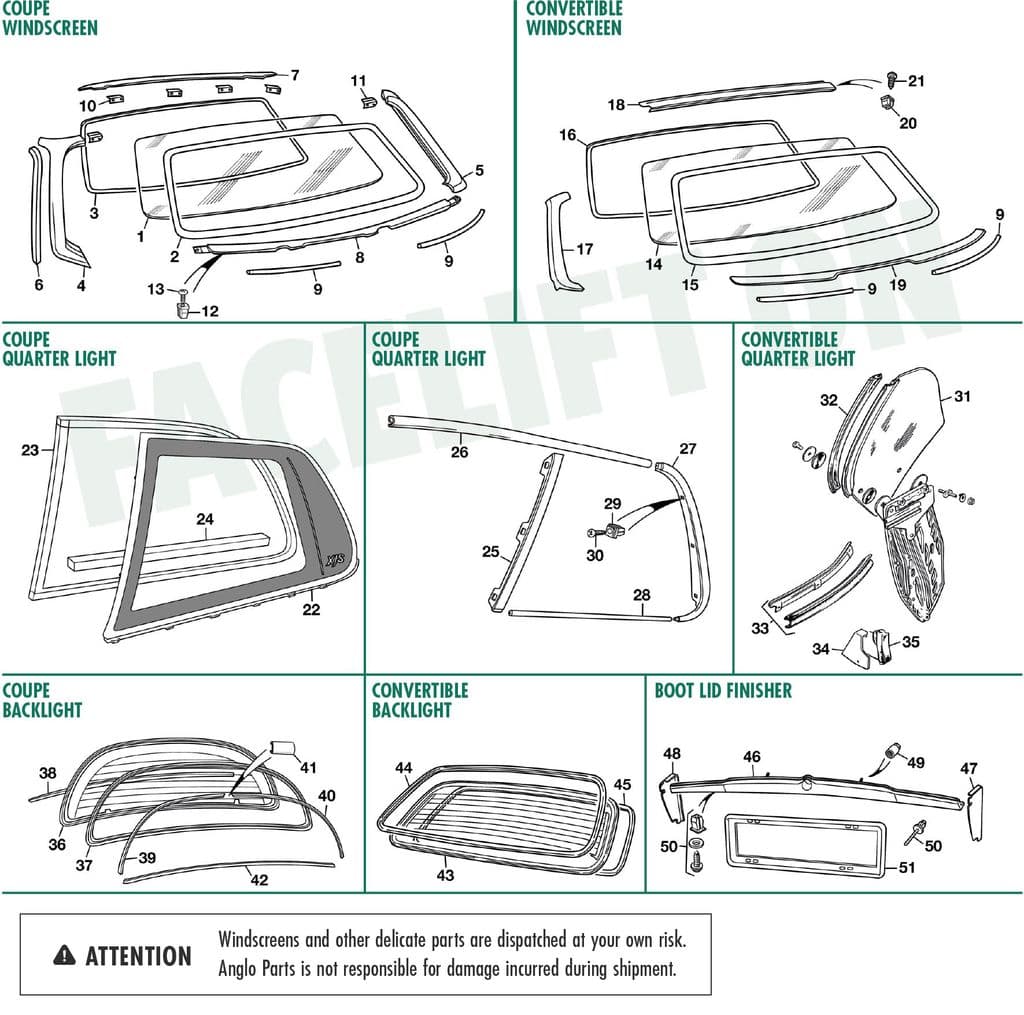 Jaguar XJS - Number plates & surrounds | Webshop Anglo Parts - Facelift windows - 1