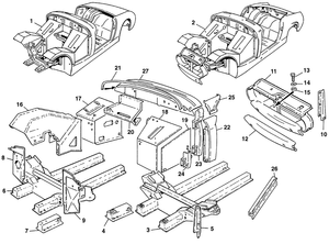 Elementy wewnętrzne nadwozia - MG Midget 1958-1964 - MG części zamienne - Body & front end