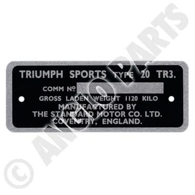 LABEL, COMMISION PLATE / TR3A | Webshop Anglo Parts