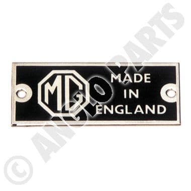 PLATE, MADE IN ENGLAND / MG T - MGTC 1945-1949
