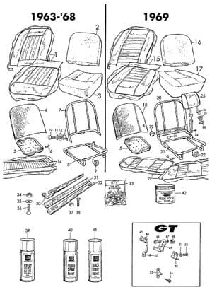 Seats & components - MGB 1962-1980 - MG 予備部品 - Trim seats 63-69